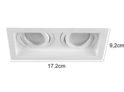 Eckiger 2-flammiger Deckeneinbaustrahler KENAI Weiß, schwenkbar 17,2 x 9,2cm