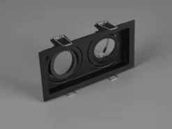 Eckiger 2-flammiger Deckeneinbaustrahler KENAI Schwarz, schwenkbar 17,2 x 9,2cm