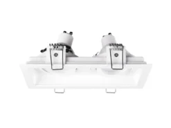Eckiger 2-flammiger LED Deckeneinbaustrahler Weiß, schwenkbar 17,2 x 9,2cm
