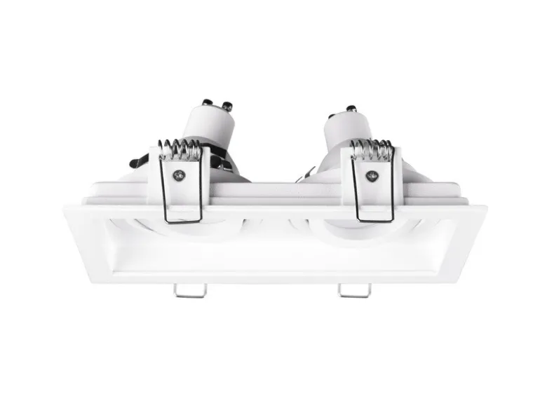 Eckiger 2-flammiger LED Deckeneinbaustrahler Weiß, schwenkbar 17,2 x 9,2cm