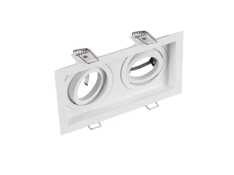 Eckiger 2-flammiger LED Deckeneinbaustrahler Weiß, schwenkbar 17,2 x 9,2cm