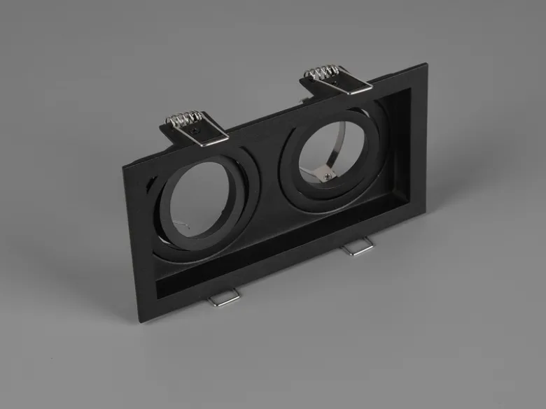 Eckiger 2-flammiger LED Deckeneinbaustrahler Schwarz, schwenkbar 17,2 x 9,2cm