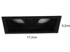 Eckiger 2-flammiger LED Deckeneinbaustrahler Schwarz, schwenkbar 17,2 x 9,2cm