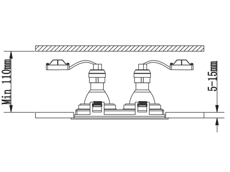 Eckiger 2-flammiger LED Deckeneinbaustrahler Schwarz, schwenkbar 17,2 x 9,2cm