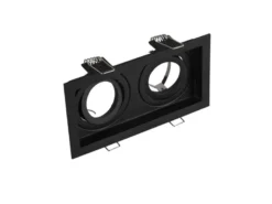 Eckiger 2-flammiger LED Deckeneinbaustrahler Schwarz, schwenkbar 17,2 x 9,2cm