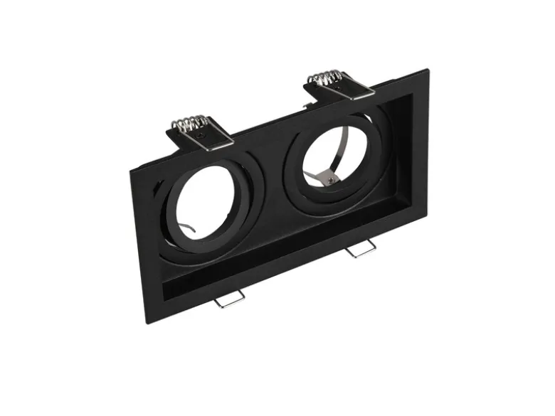 Eckiger 2-flammiger LED Deckeneinbaustrahler Schwarz, schwenkbar 17,2 x 9,2cm