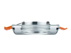 Eckiger LED Deckeneinbaustrahler in Silber Chrom mit Kristallglas 9 x 9cm