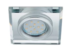 Eckiger LED Deckeneinbaustrahler in Silber Chrom mit Kristallglas 9 x 9cm