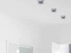 Eckiger LED Deckeneinbaustrahler in Silber Chrom mit Kristallglas 10 x 10cm