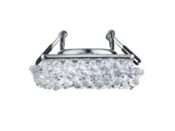 Eckiger LED Deckeneinbaustrahler in Silber Chrom mit Kristallglas 10 x 10cm