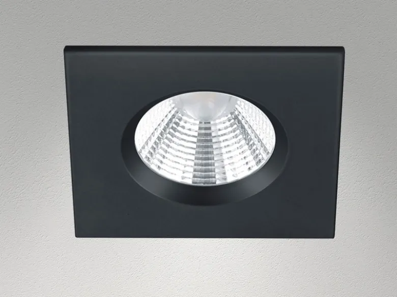 Eckiger LED Deckeneinbaustrahler ZAGROS dimmbar in Schwarz matt, IP65