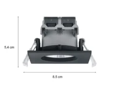 Eckiger LED Deckeneinbaustrahler ZAGROS dimmbar in Schwarz matt, IP65