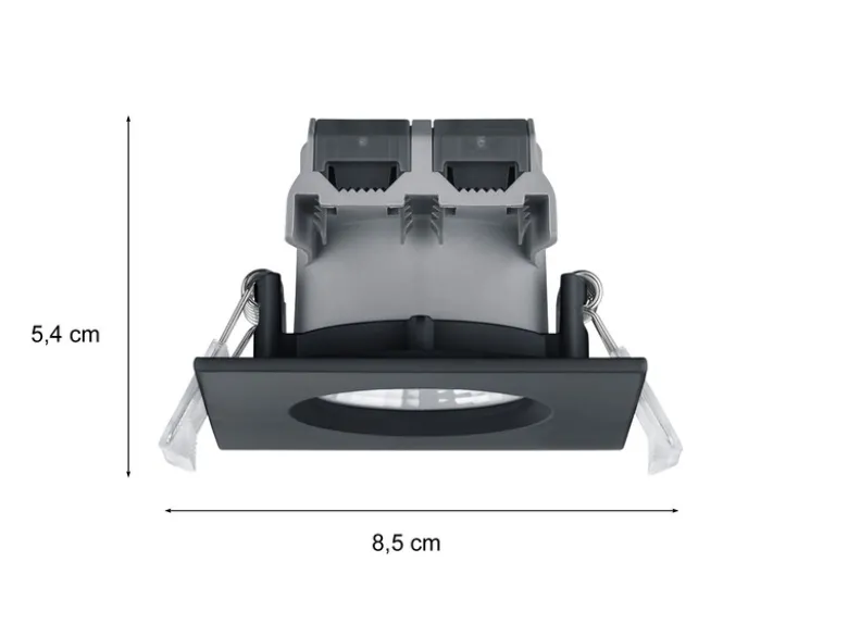 Eckiger LED Deckeneinbaustrahler ZAGROS dimmbar in Schwarz matt, IP65