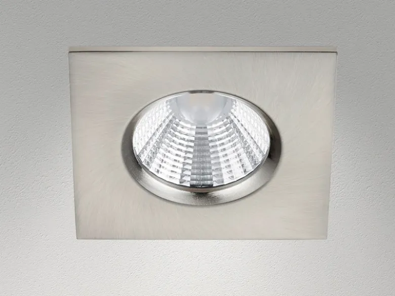 Eckiger LED Deckeneinbaustrahler ZAGROS dimmbar in Silber matt, IP65