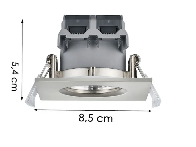 Eckiger LED Deckeneinbaustrahler ZAGROS dimmbar in Silber matt, IP65