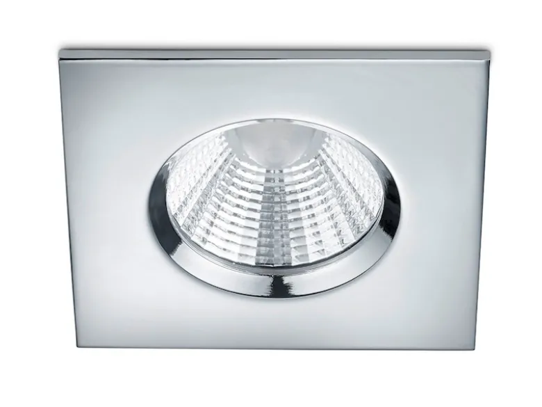 Eckiger LED Deckeneinbaustrahler ZAGROS dimmbar in Silber Chrom, IP65