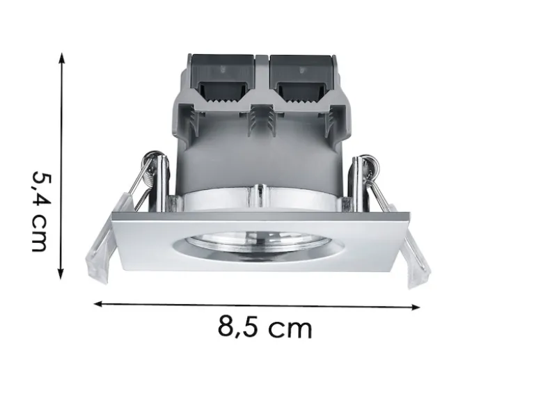Eckiger LED Deckeneinbaustrahler ZAGROS dimmbar in Silber Chrom, IP65