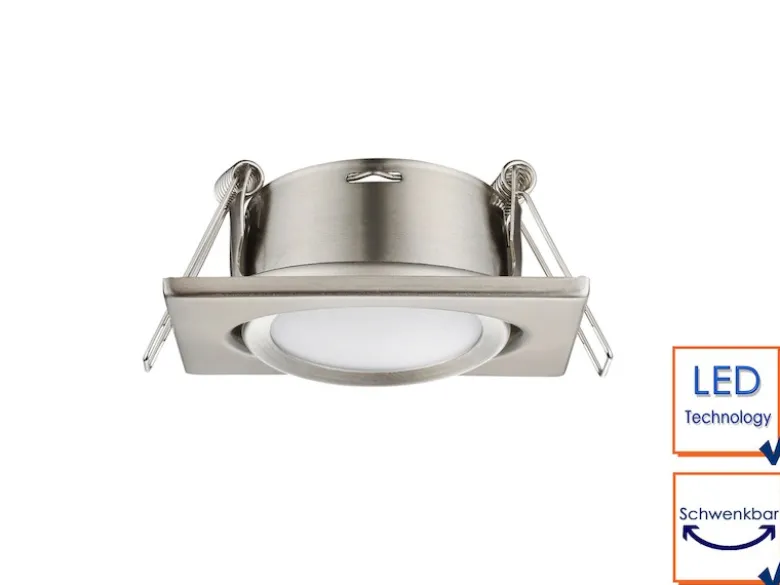 Eckiger LED Einbaustrahler Decke 3er Set Spot schwenkbar Nickel matt 5 Watt