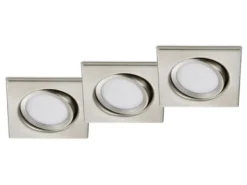 Eckiger LED Einbaustrahler Decke 3er Set Spot schwenkbar Nickel matt 5 Watt