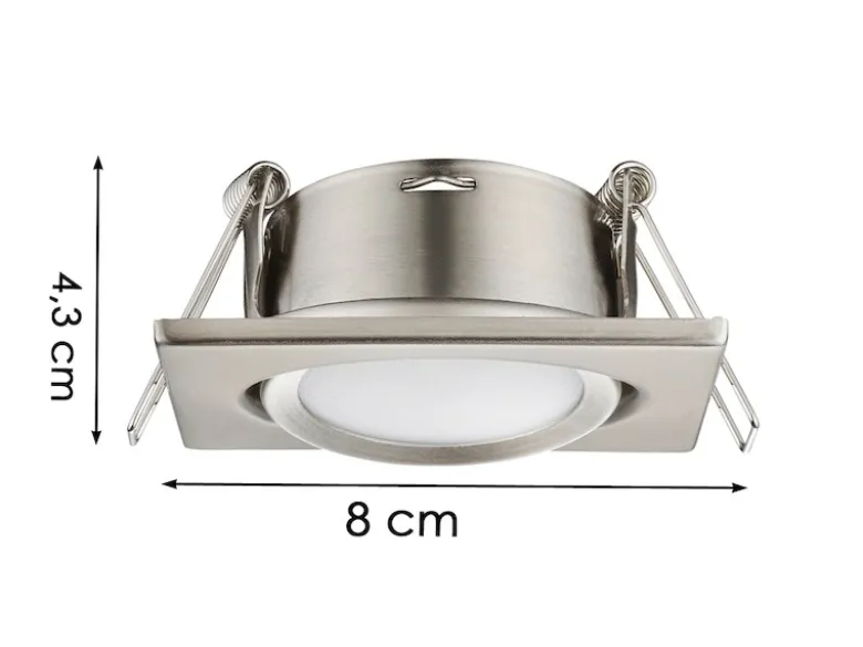 Eckiger LED Einbaustrahler Decke 3er Set Spot schwenkbar Nickel matt 5 Watt