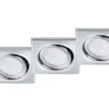 Eckiger LED Einbaustrahler Decke 3er Set Spot schwenkbar Chrom glänzend 5 Watt