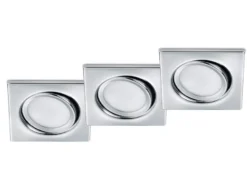 Eckiger LED Einbaustrahler Decke 3er Set Spot schwenkbar Chrom glänzend 5 Watt