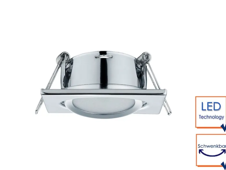 Eckiger LED Einbaustrahler Decke 3er Set Spot schwenkbar Chrom glänzend 5 Watt