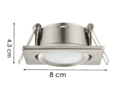 Eckiger LED Einbaustrahler RILA schwenkbar Nickel matt 5 Watt