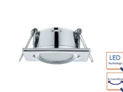 Eckiger LED Einbaustrahler RILA schwenkbar Chrom glänzend 5 Watt