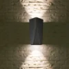 Eckige Up & Down LED Außenwandlampen 2er SET aus Aluminiumguss in Anthrazit