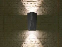 Eckige Up & Down LED Außenwandlampen 2er SET aus Aluminiumguss in Anthrazit