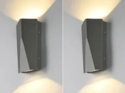 Eckige Up & Down LED Außenwandlampen 2er SET aus Aluminiumguss in Anthrazit