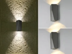 Eckige Up & Down LED Außenwandlampen 2er SET aus Aluminiumguss in Anthrazit