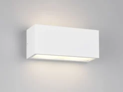 Eckige Up & Downlight Außenwandleuchte MAYENNE Weiß, Breite 25cm