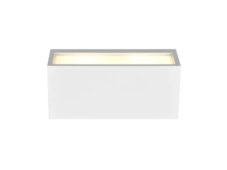 Eckige Up & Downlight Außenwandleuchte MAYENNE Weiß, Breite 25cm