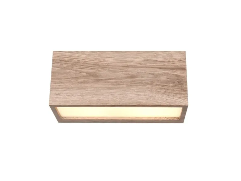Eckige Up & Downlight Außenwandleuchte MAYENNE Holzoptik, Breite 25cm