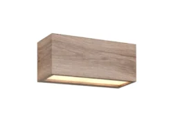 Eckige Up & Downlight Außenwandleuchte MAYENNE Holzoptik, Breite 25cm
