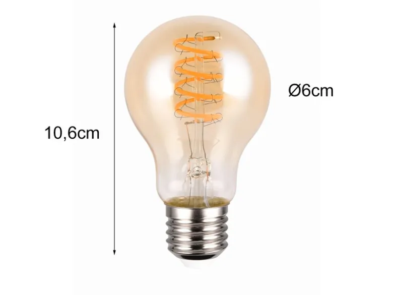 E27 Deko LED - 7 Watt, 400 Lumen, 1800 K warmweiß - Ø6cm 3 Stufen Dimmer