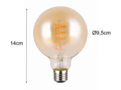 E27 Deko LED - 7 Watt, 400 Lumen, 1800 K warmweiß - Ø9,5cm 3 Stufen Dimmer