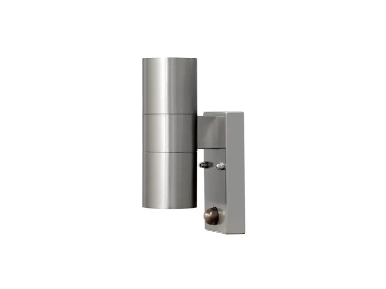 Edelstahl Up-Down Außenwandleuchte MODENA mit Bewegungsmelder, Höhe 20cm, Silber