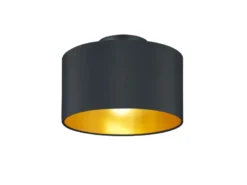 Edle Deckenleuchte HOSTEL mit Stoff Lampenschirm Schwarz Gold Ø 30cm