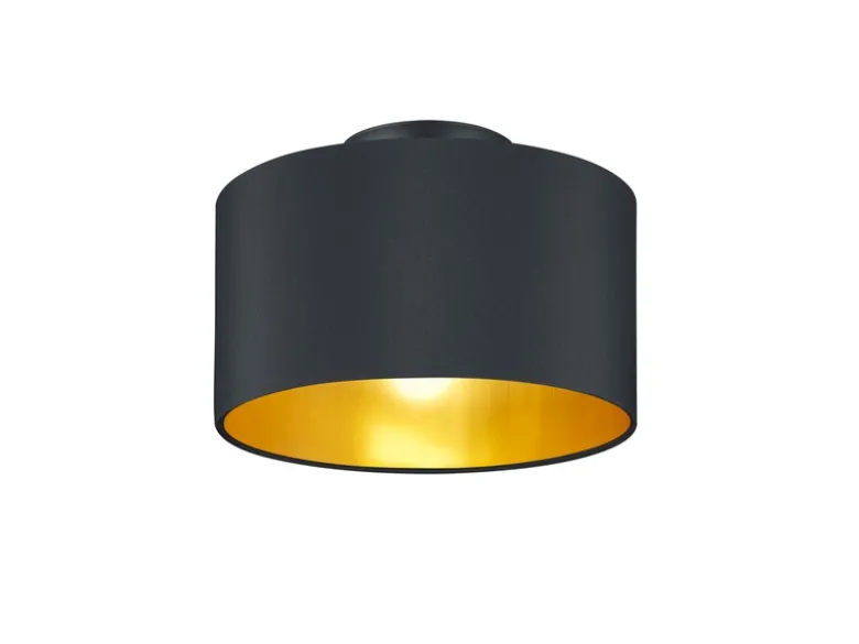 Edle Deckenleuchte HOSTEL mit Stoff Lampenschirm Schwarz Gold Ø 30cm