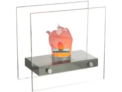 Effektvolle LED Tischlampe FIRE im Design Tischkamin, Glas 30,5 x 15 cm