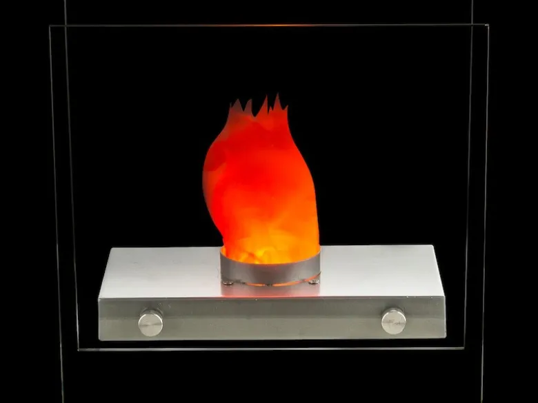 Effektvolle LED Tischlampe FIRE im Design Tischkamin, Glas 30,5 x 15 cm