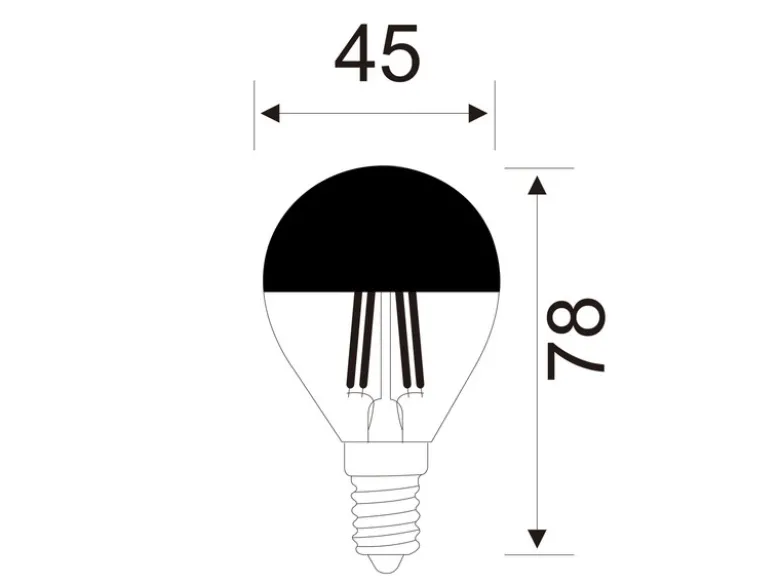 E14 Filament LED Chrom, 4 Watt, 420 Lumen, warmweiß, Ø4,5cm, nicht dimmbar