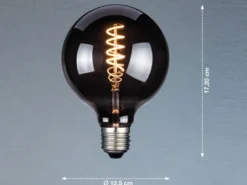 E27 Filament LED Globe Ø12,5cm Deko Glühlampe Rauchfarben 4 Watt, 60 Lumen