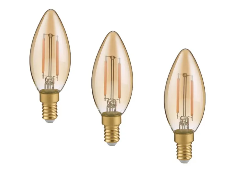 E14 Filament LED 3Stk. - 2 Watt, 225 Lumen warmweiß, Ø3cm - nicht dimmbar