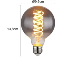 E27 Filament LED - 8,5 Watt, 280 Lumen, 2000 Kelvin Ø9,5cm - extern dimmbar