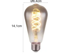 E27 Filament LED - 6,5 Watt, 220 Lumen, 2000 Kelvin Ø6,4cm - extern dimmbar