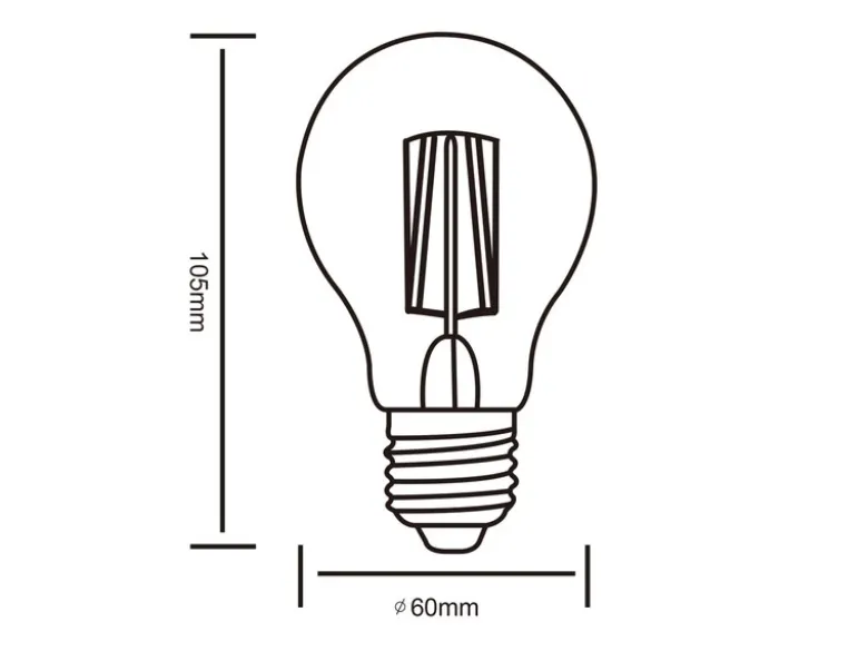 E27 Filament LED, 7 Watt, 806 Lumen, warmweiß, Ø6cm, 3 Stufen Dimmer